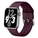 Silicone Band in Burgundy with Silver Modern Buckle - The Byron - Compatible with Apple Watch Size 42mm to 45mm-0
