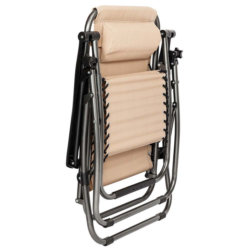 Zero gravity garden chair with gift cup holder, 2 pcs-beige-2