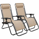 Zero gravity garden chair with gift cup holder, 2 pcs-beige-0